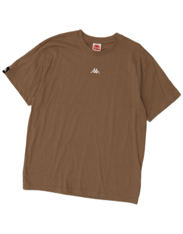Kappa Mens T-Shirt Top Large Brown Cotton