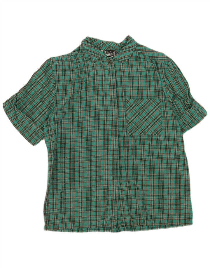 Luisa Spagnoli Chemise à manches courtes pour femme IT 44 en coton à carreaux vert moyen