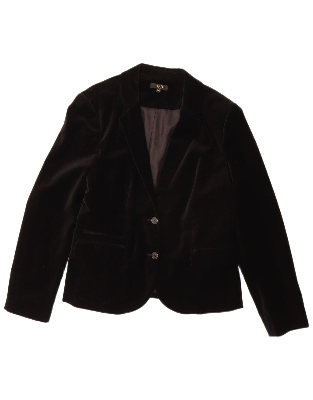 1.2.3 PARIS Veste Blazer 2 Boutons Velours Femme EU 44 Coton Noir Moyen