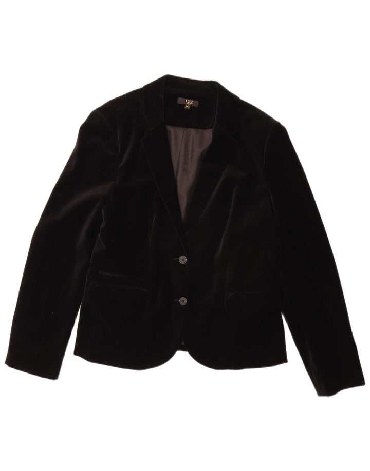 1.2.3 PARIS Veste Blazer 2 Boutons Velours Femme EU 44 Coton Noir Moyen