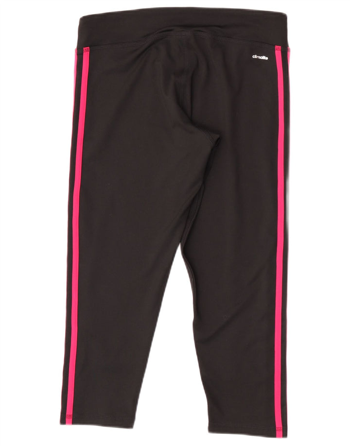 Adidas Femmes Climalite Capri Leggings UK 12/14 Moyen Noir Polyester