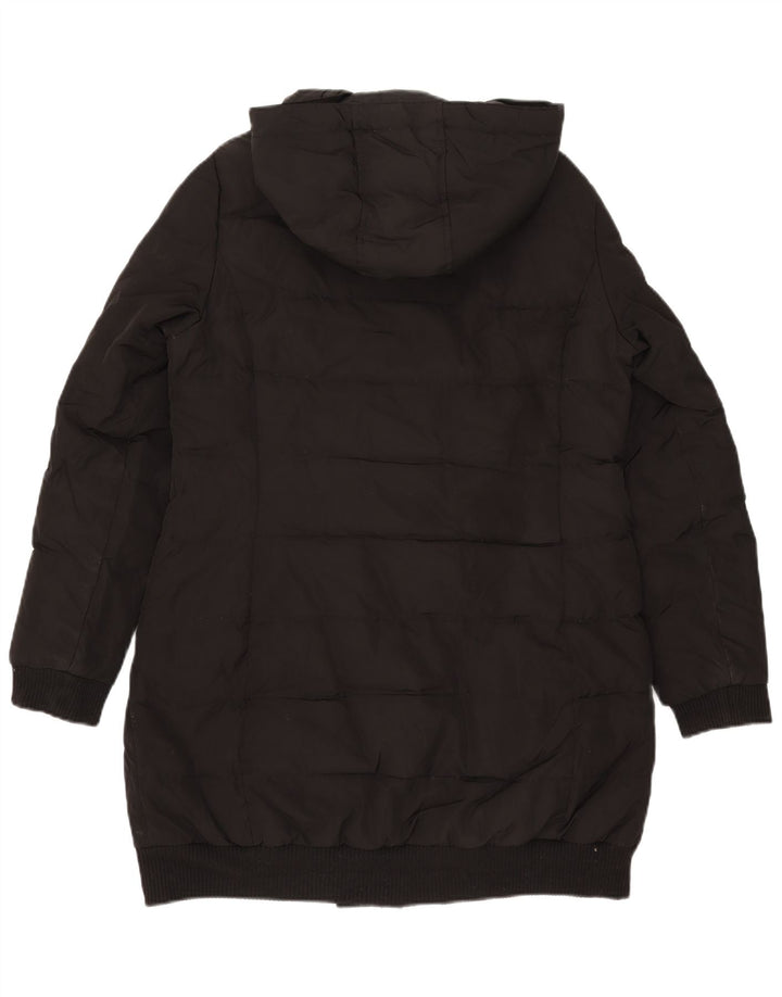 Zara Manteau rembourré à capuche pour femme UK 18 XL Noir Polyester