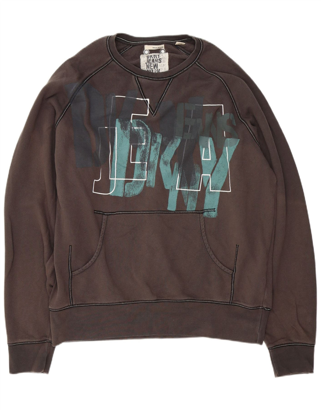 Dkny Pull graphique pour homme XL en coton gris