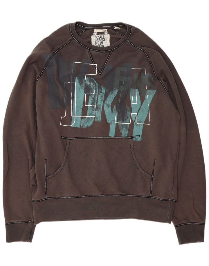 Dkny Pull graphique pour homme XL en coton gris