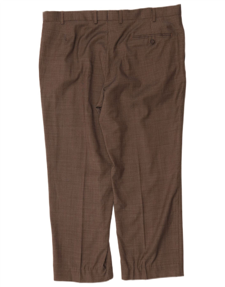 Marks & Spencer Pantalon de Costume Droit Homme W38 L29 Laine Marron