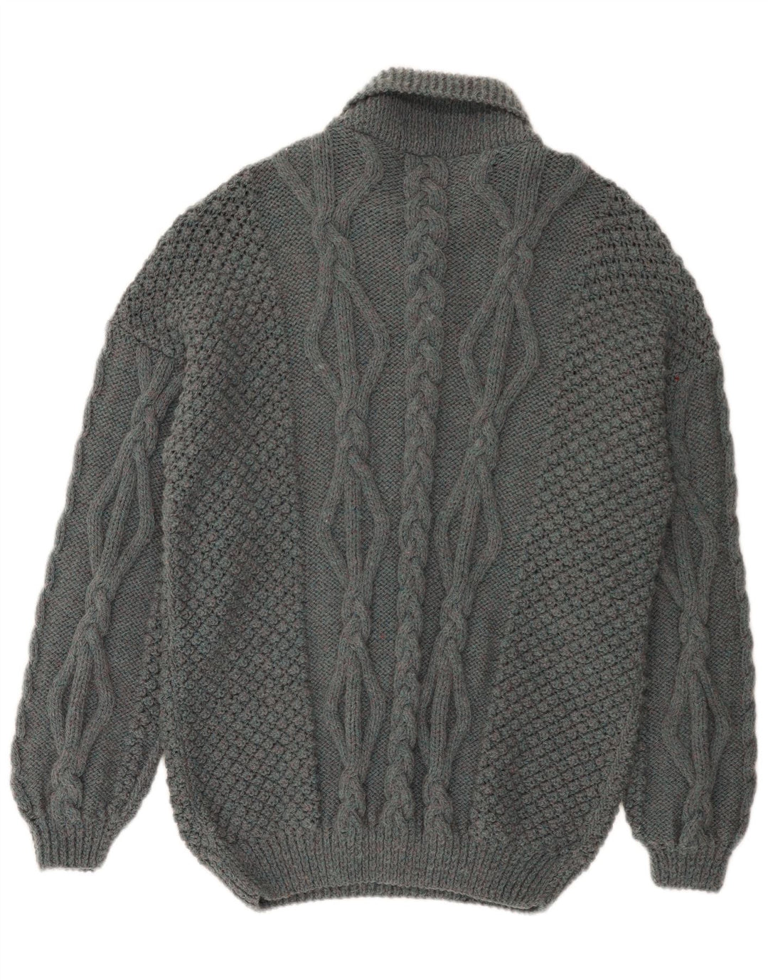 vintage Mens Polo Neck Jumper Pull Grand Gris