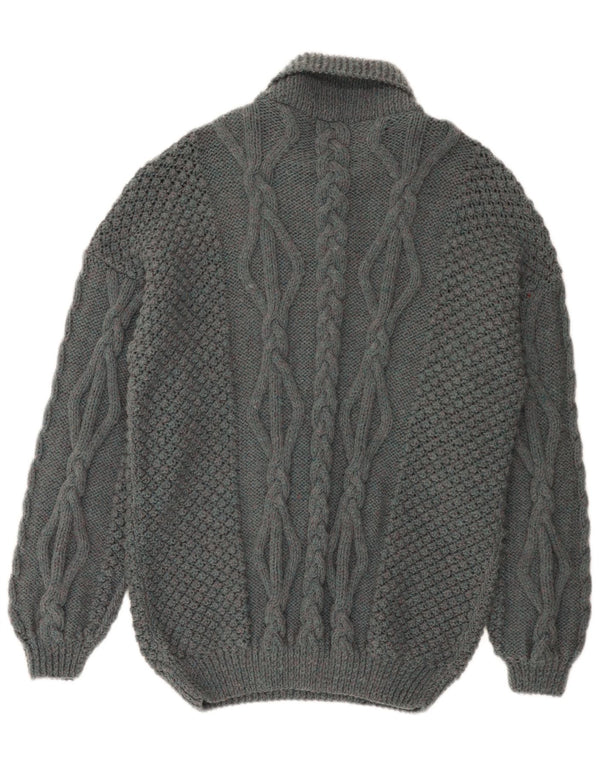 vintage Mens Polo Neck Jumper Pull Grand Gris