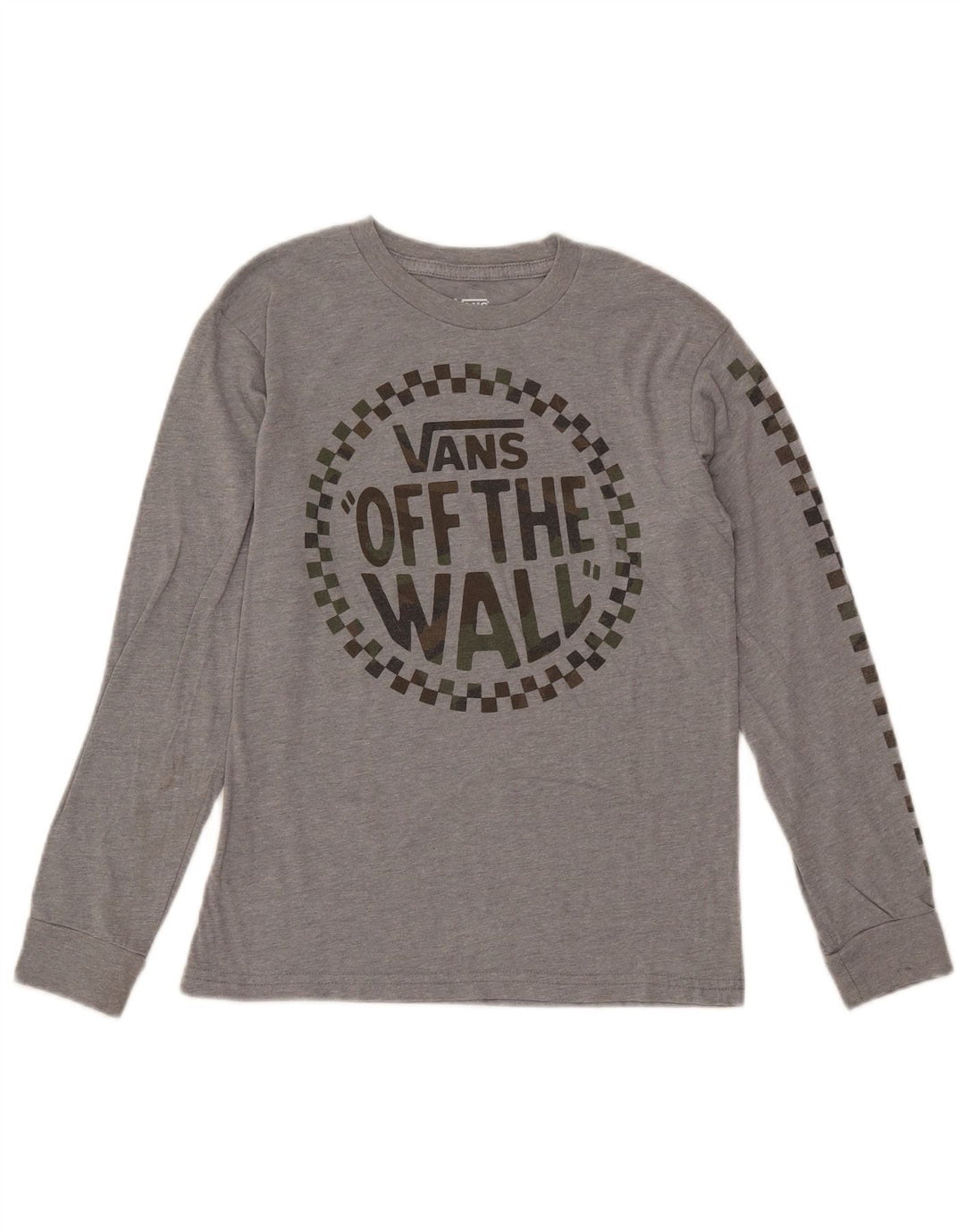 VANS Haut graphique à manches longues pour femme UK 10 Petit coton gris