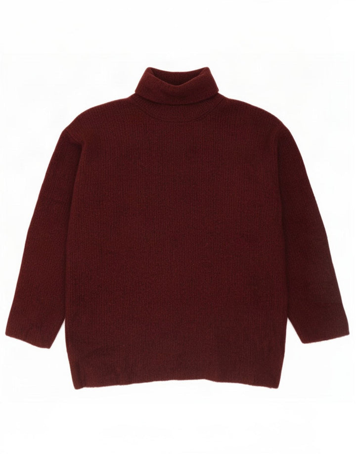 Zara Pull surdimensionné à col roulé pour femme UK 14 Viscose marron moyen