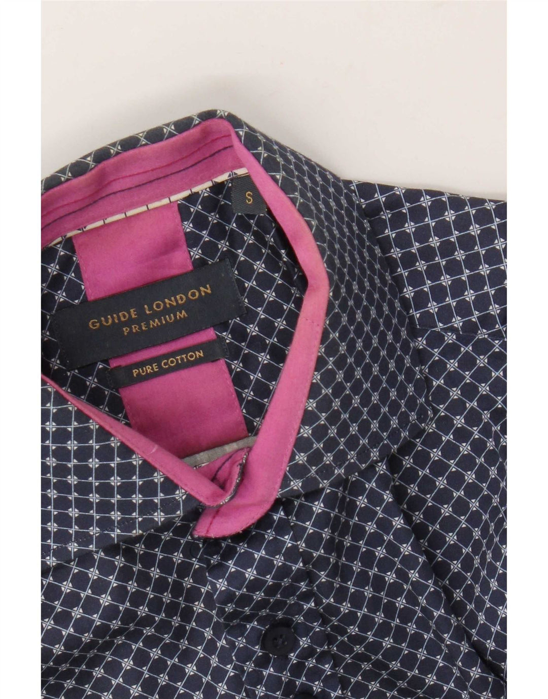 Guide London Chemise Homme Petit Carreau Bleu Marine Coton