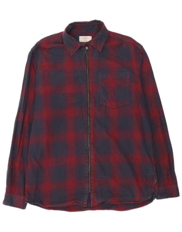 Jack & Jones Chemise Regular Fit à Fermeture Éclair pour Homme en Coton à Carreaux Bleu Large