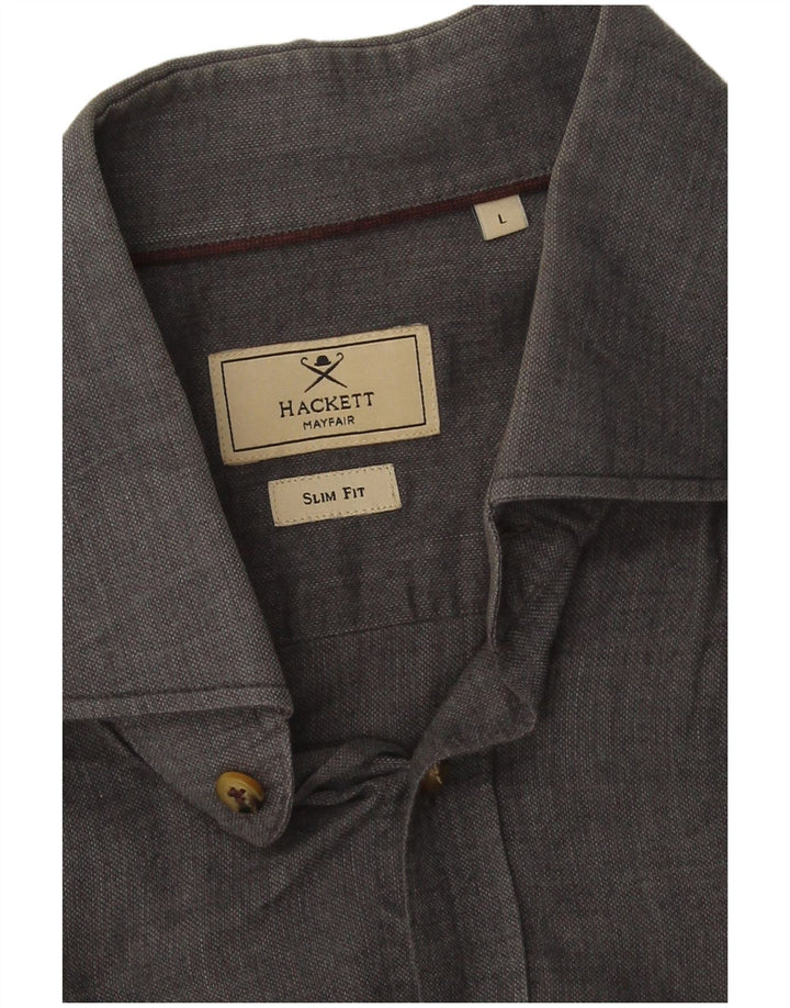 Hackett Chemise Slim Fit Homme Gris Coton