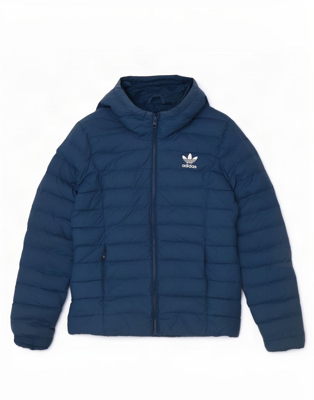 Adidas Veste rembourrée à capuche pour femme UK 10 Petit nylon bleu marine