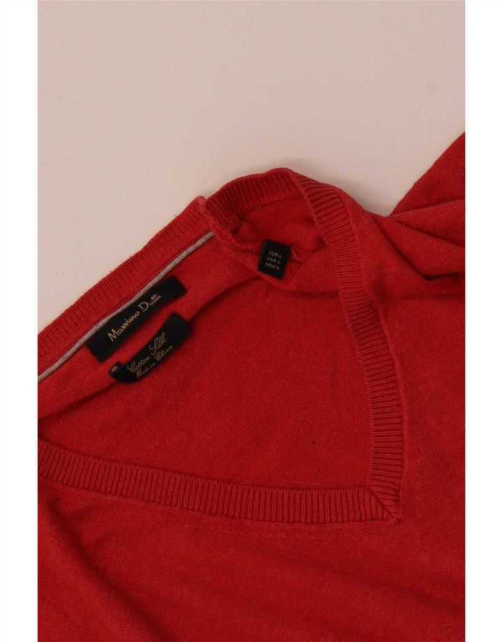 Massimo Dutti Pull col V pour homme en coton rouge Taille L
