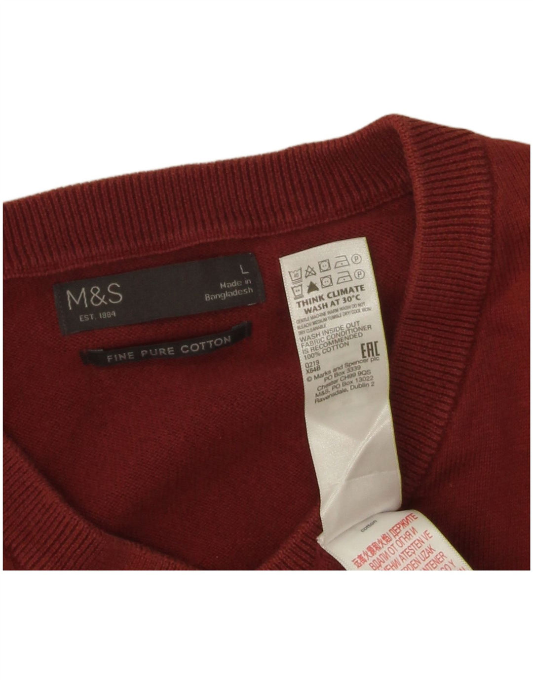Marks & Spencer Pull col V pour homme en coton marron Taille L