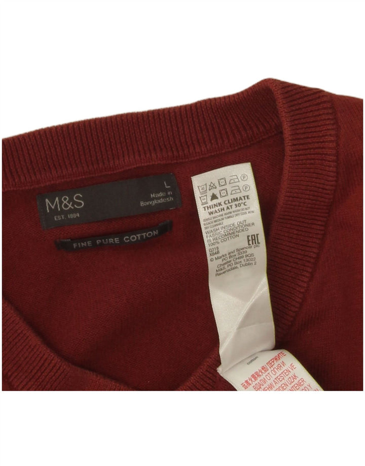 Marks & Spencer Pull col V pour homme en coton marron Taille L