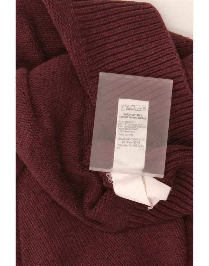 Marks & Spencer Pull à col châle pour homme en coton bordeaux moyen
