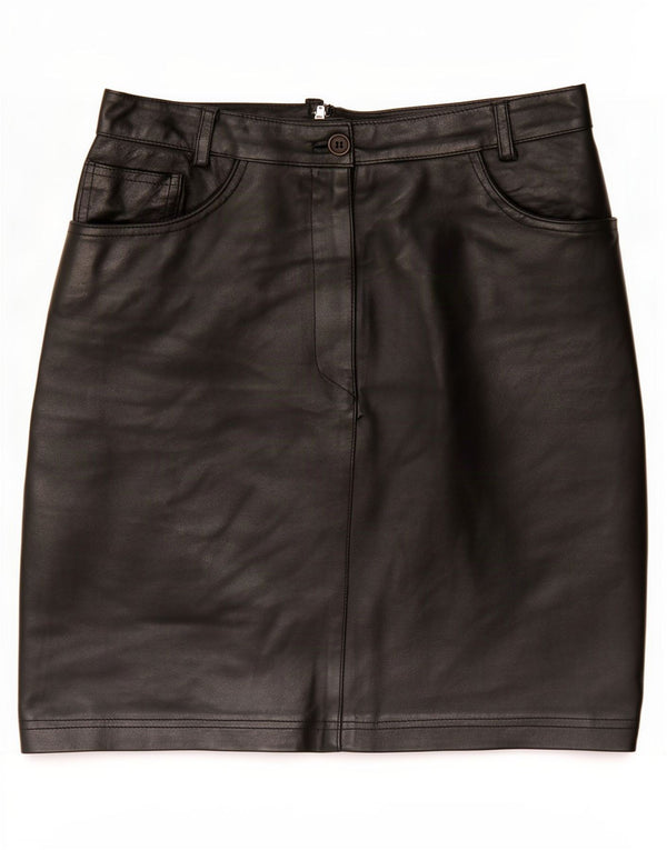 Vintage Womens Leather Skirt Medium W28 Black