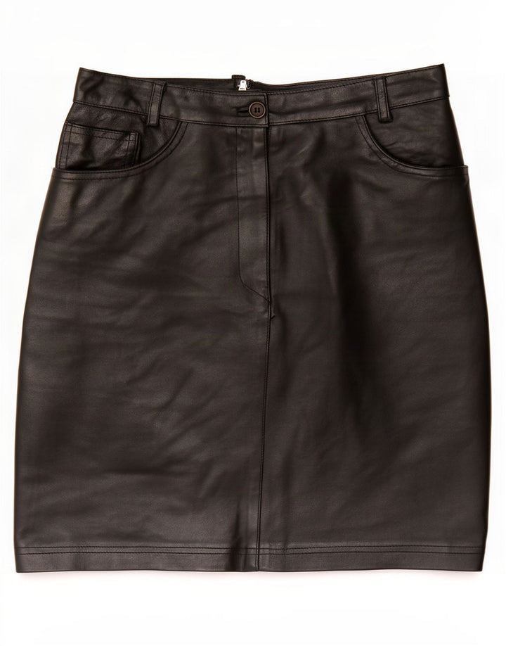 jupe en cuir femme vintage Medium W28 Noir