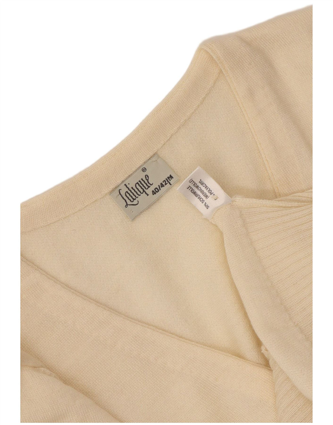 vintage Femme Cardigan Pull EU 40/42 Moyen Off White Wool