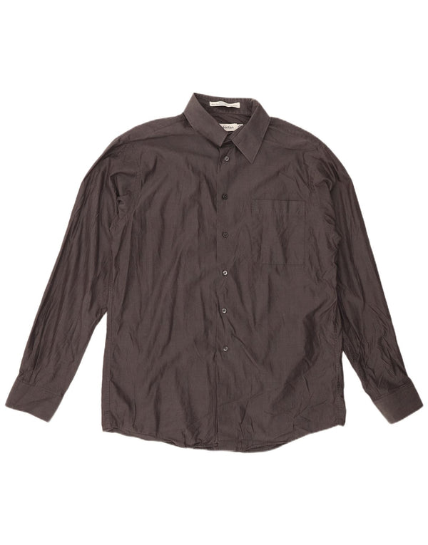 CALVIN KLEIN Chemise Slim Fit Homme Taille 16 Grand Coton Gris