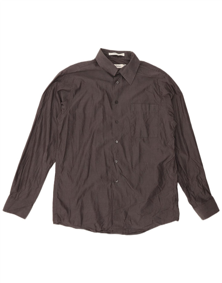 CALVIN KLEIN Chemise Slim Fit Homme Taille 16 Grand Coton Gris