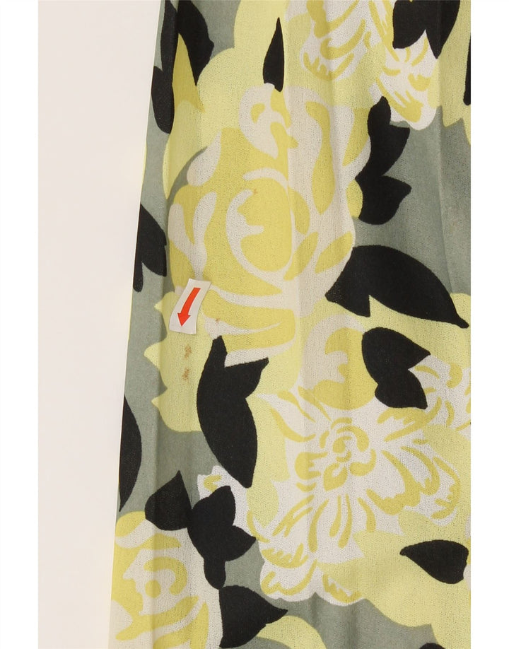VINTAGE Womens Pleated Skirt EU 38 Medium W28 Yellow Floral Polyester Vintage Vintage and Second-Hand Vintage from Messina Hembry 