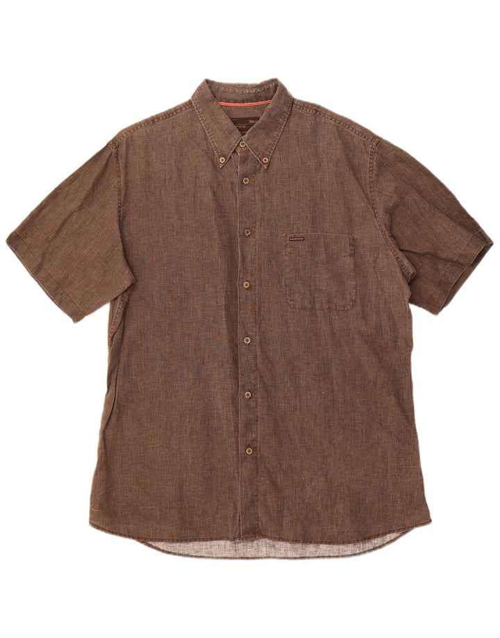 MARLBORO CLASSICS Chemise à manches courtes pour hommes 2XL Lin marron