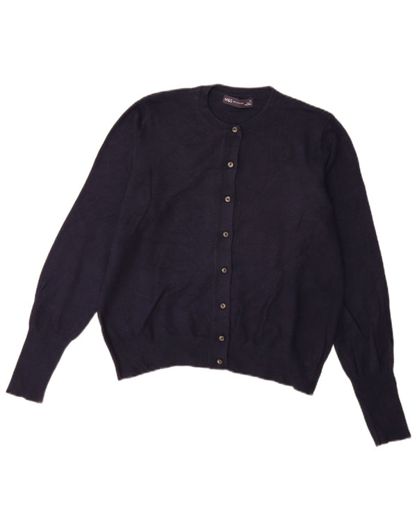 Marks & Spencer Pull Cardigan Femme UK 14 Large Bleu Marine Viscose