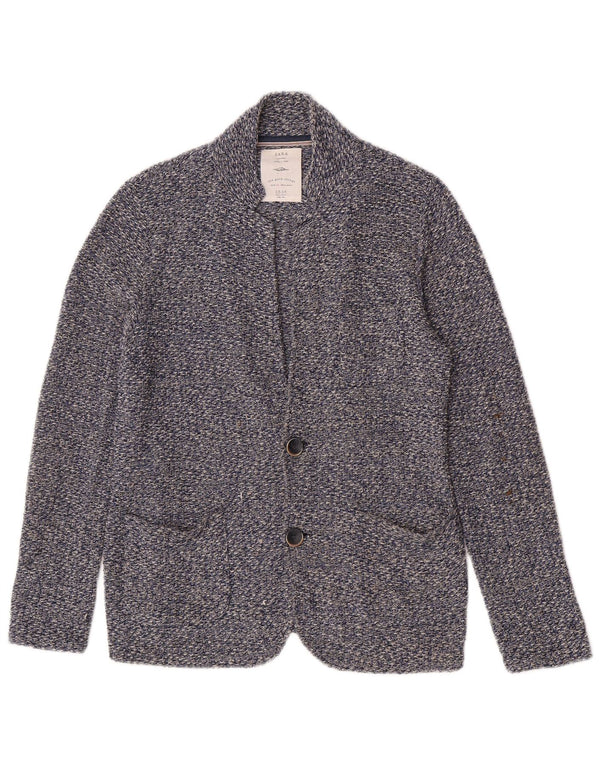 Zara Veste blazer en tricot à 2 boutons pour garçon 13-14 ans Bleu chiné en coton