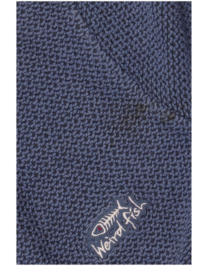 WEIRD FISH Sweat-shirt à col zippé pour homme en coton bleu petit