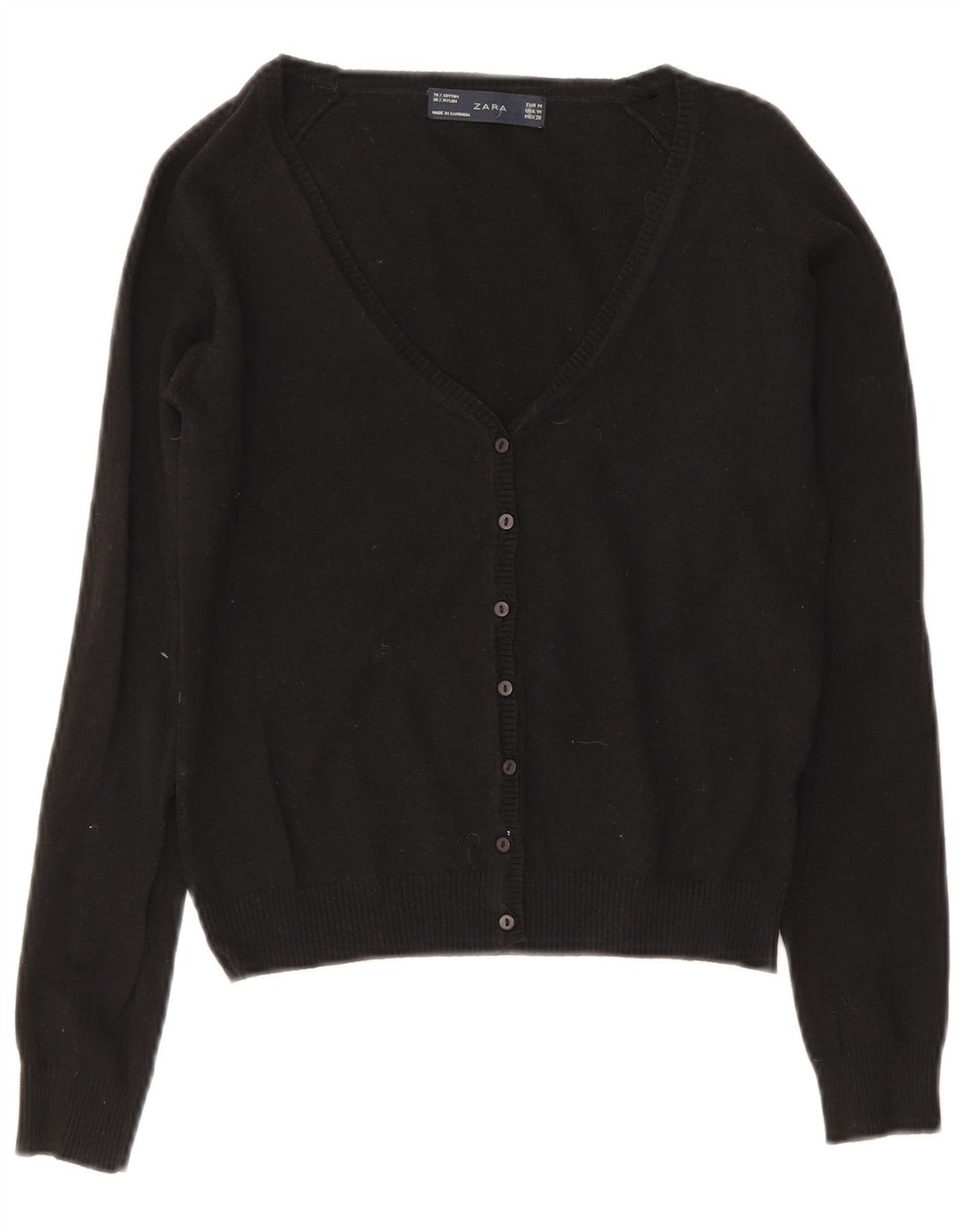 Zara Femme Boléro Jumper UK 12 Moyen Noir Coton