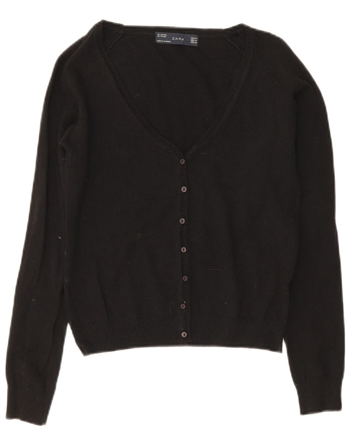 Zara Femme Boléro Jumper UK 12 Moyen Noir Coton