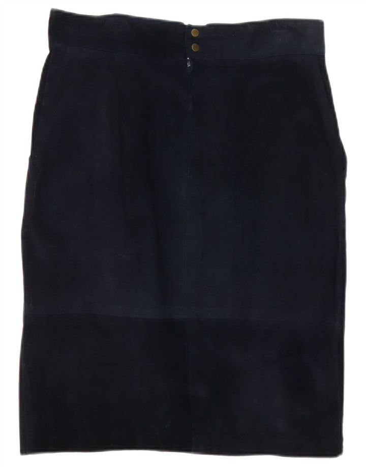 jupe droite en daim femme vintage W30 bleu marine moyen