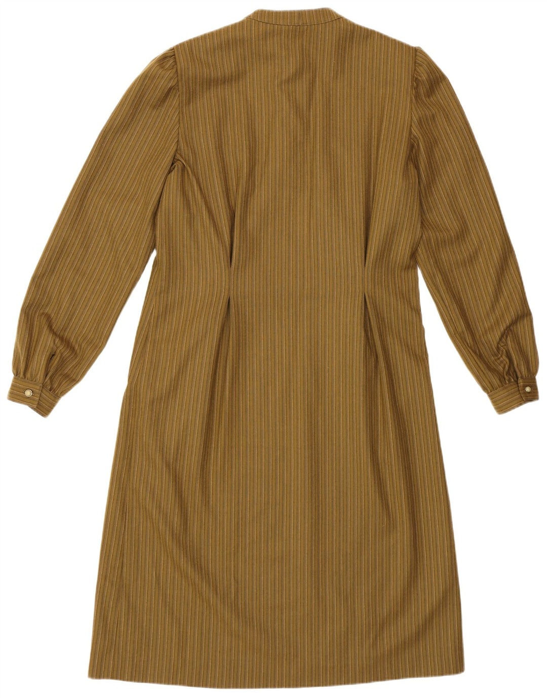 vintage Femmes Manches Longues Régulière Robe De Base UK 14 Moyen Vert Rayé