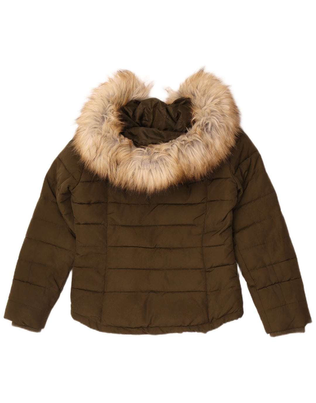 Topshop Veste matelassée surdimensionnée à capuche pour femme UK 4 XS Kaki Polyester