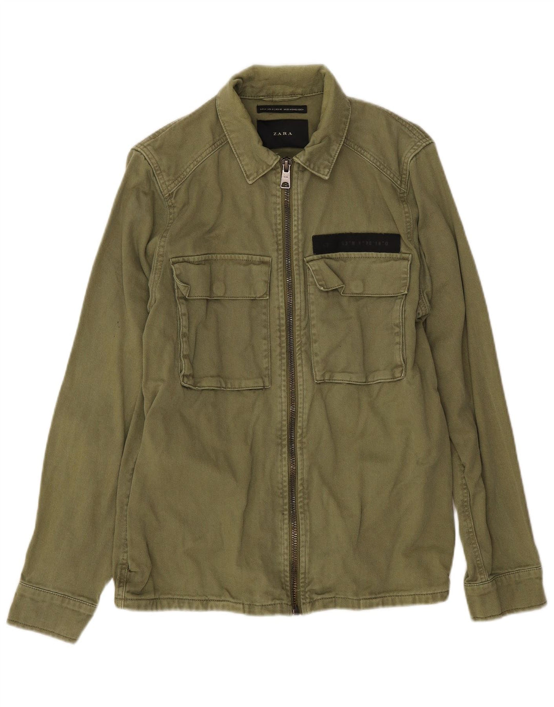 Zara Veste Bomber Homme UK 38 Coton Vert Moyen