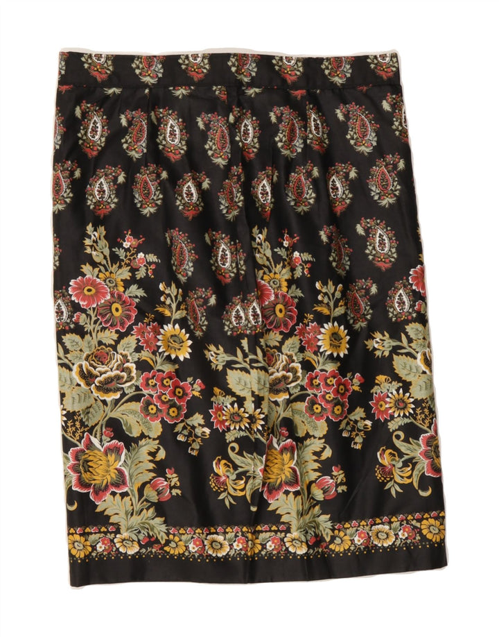 VINTAGE Womens Straight Skirt W30 Medium Black Floral Vintage Vintage and Second-Hand Vintage from Messina Hembry 