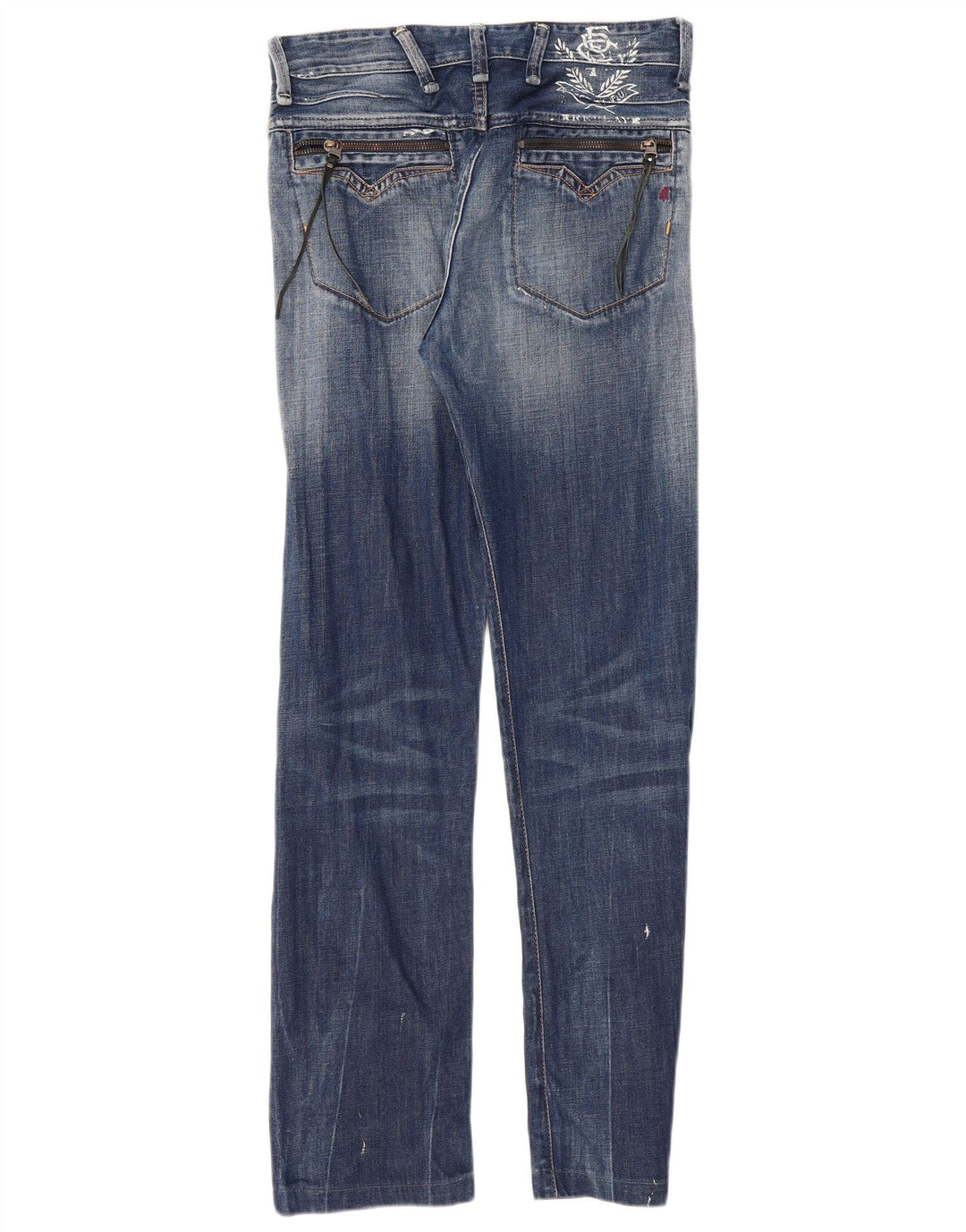 Replay Jean Droit Graphique Femme W29 L30 Bleu Coton