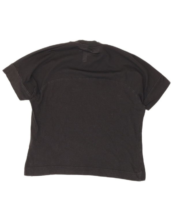 Adidas Womens Crop See Through Graphic T-Shirt Top UK 12/14 Noir Moyen