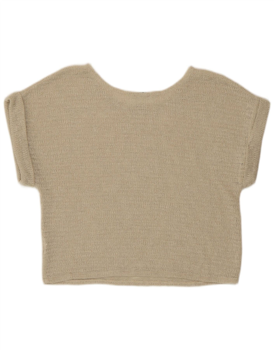 Zara Womens Crop Knit Blouse Top UK 16 Grand Beige
