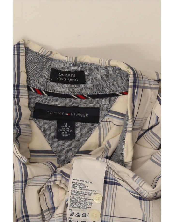 Chemise pour hommes Tommy Hilfiger à manches courtes, coupe personnalisée, taille M, coton à carreaux blanc