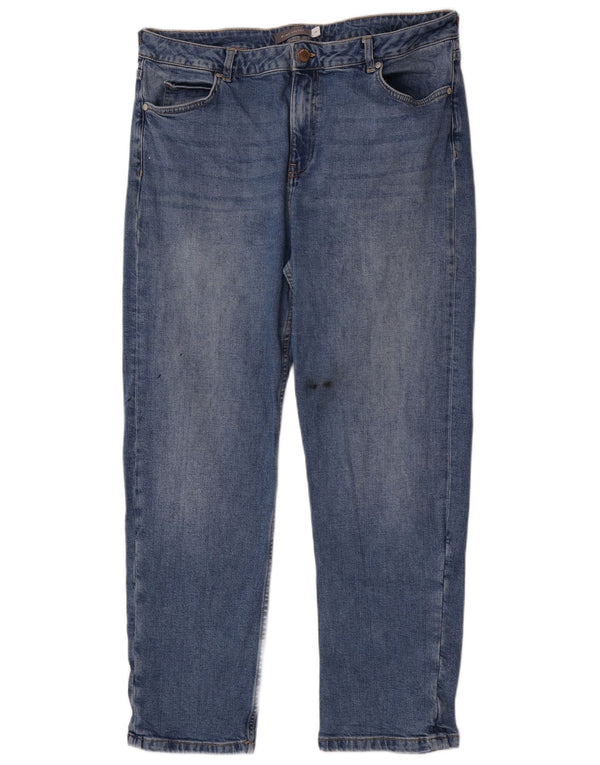 MINT VELVET Jean droit pour femme UK 18 XL W36 L27 Bleu Coton