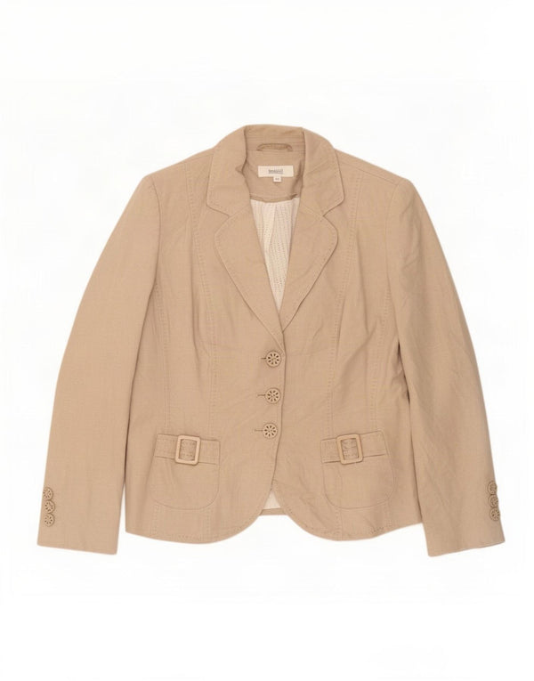 Marks & Spencer Veste blazer à 3 boutons pour femme UK 12 Lin beige moyen