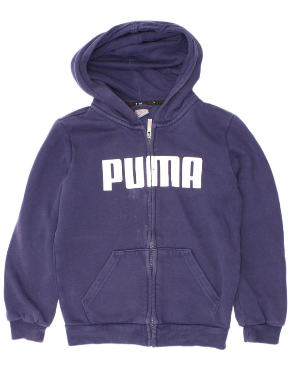 Puma Pull à capuche graphique zippé garçon 9-10 ans Bleu marine Coton