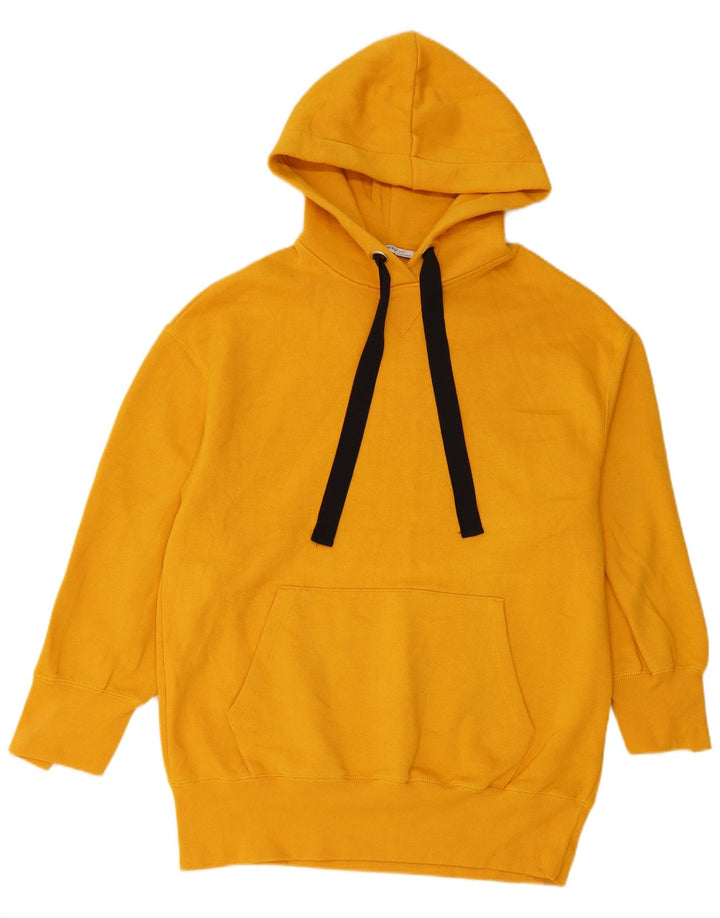 Zara Pull à capuche surdimensionné pour femme UK 10 Petit jaune Polyester