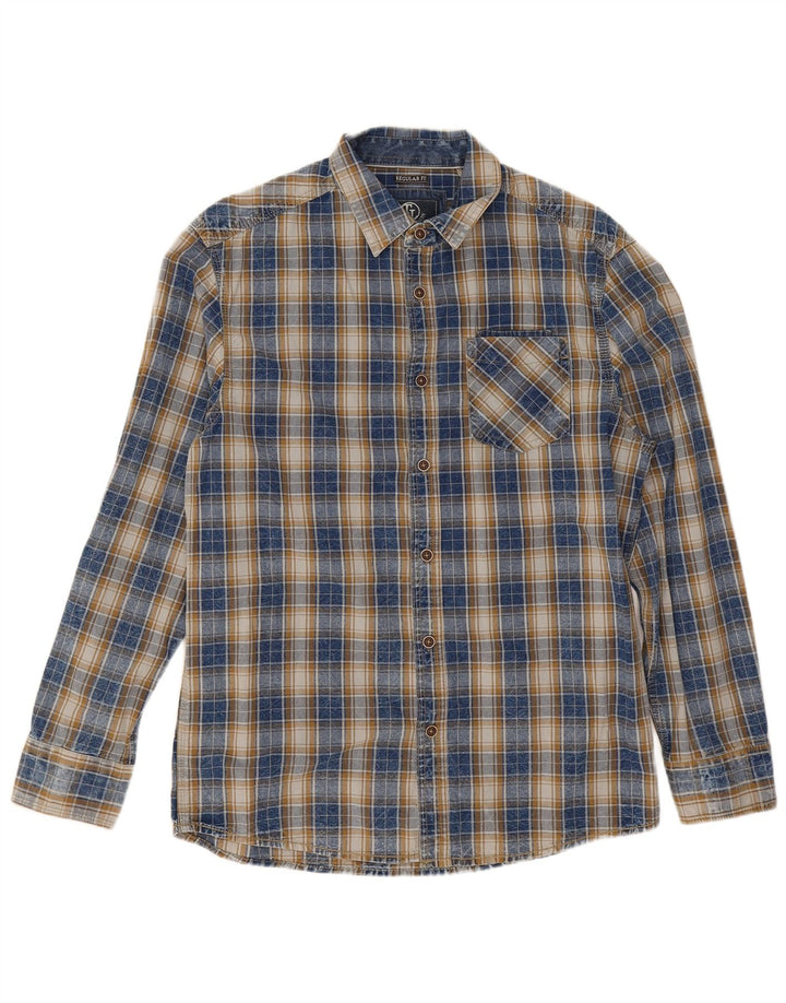 Tom Tompson Chemise Regular Fit Homme Bleu Marine Moyen à Carreaux Coton