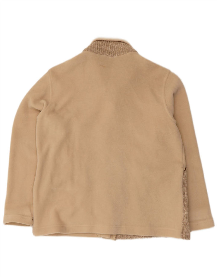 vintage Femme Veste polaire surdimensionnée UK 10 Petit Colorblock Beige