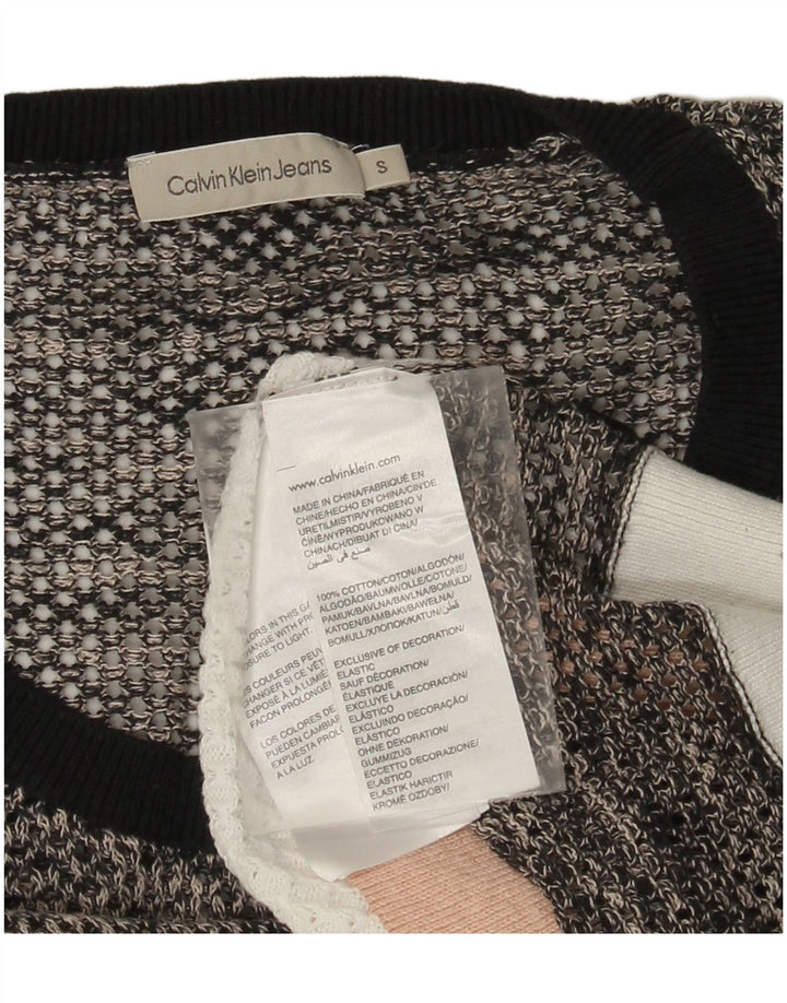 CALVIN KLEIN JEANS Pull col bateau pour femme UK 10 Small Gris