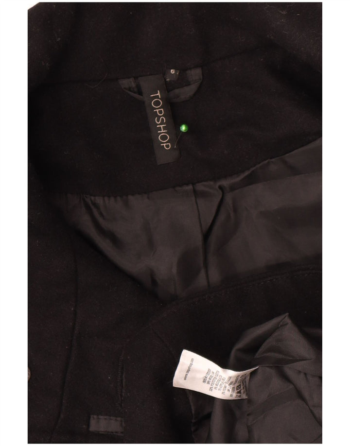 Topshop Caban surdimensionné pour femme UK 6 XS Noir Polyester